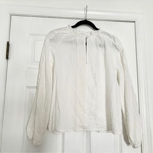 Anthropologie eri+ali Juliette Lace Peasant Blouse White Size L